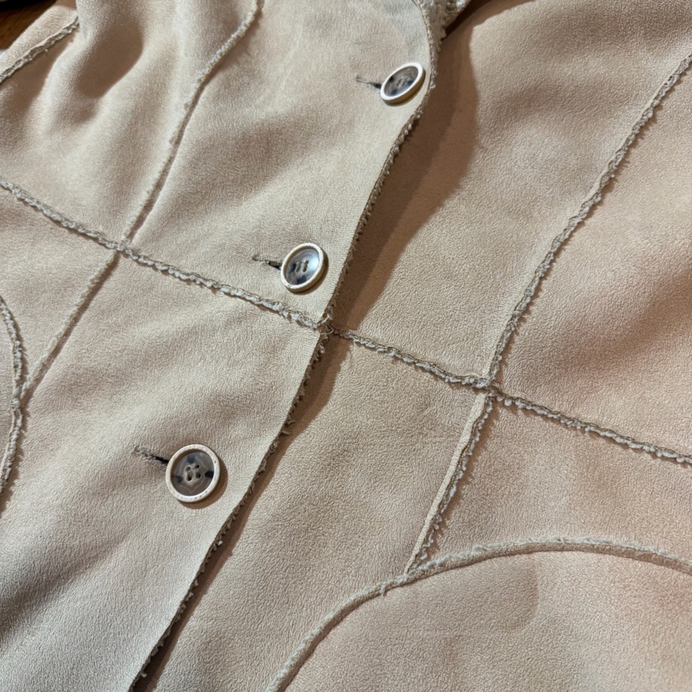 Vintage Penny Lane Coat Vintage Sherpa Coat Cream Shearling Style Long Coat - Picture 11 of 15